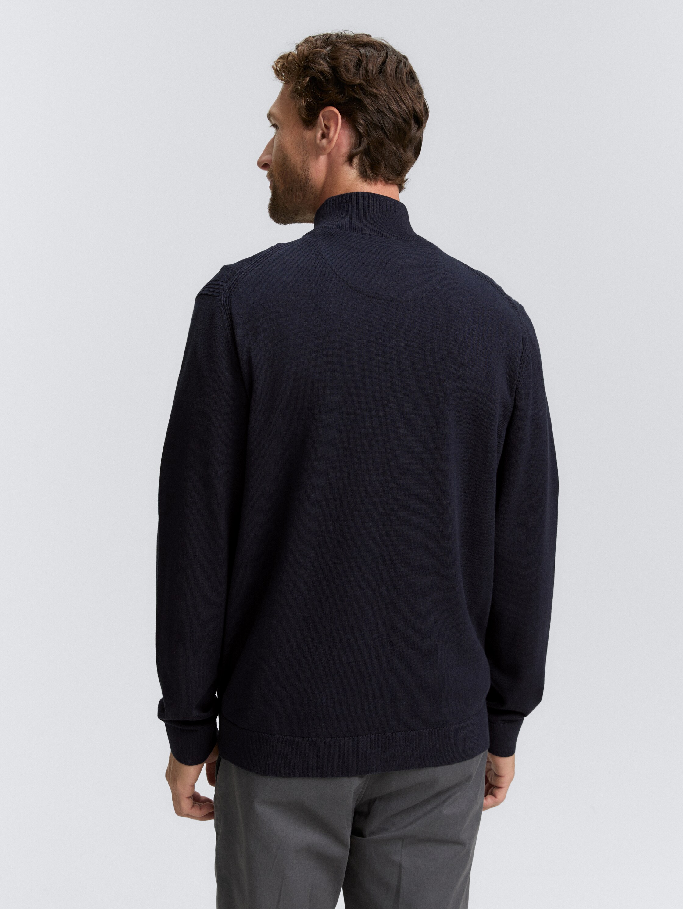 Gebreid vest van katoen - knitted_navy_melange - 