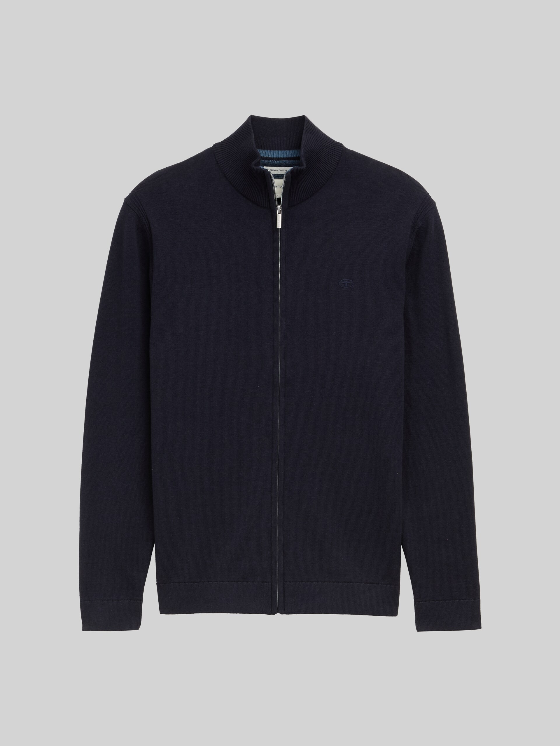 Cardigan with a stand-up collar - Knitted Navy Melange