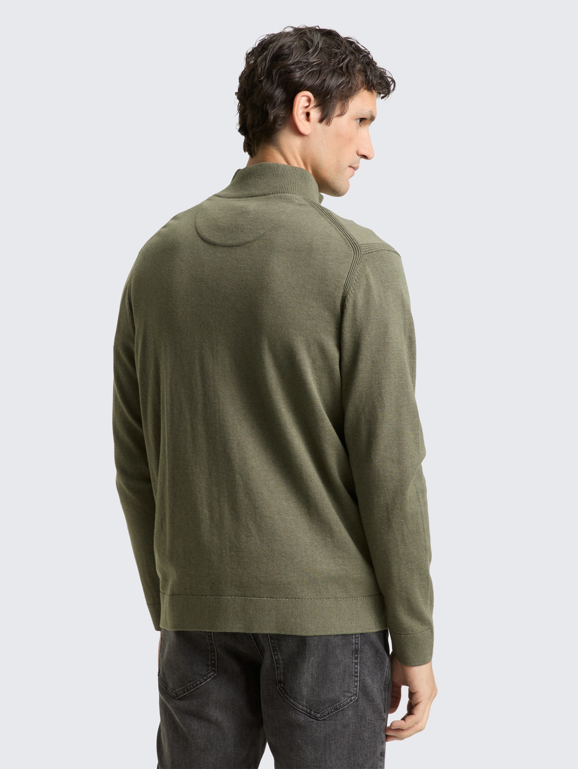 Strickjacke mit Stehkragen - tea leaf melange