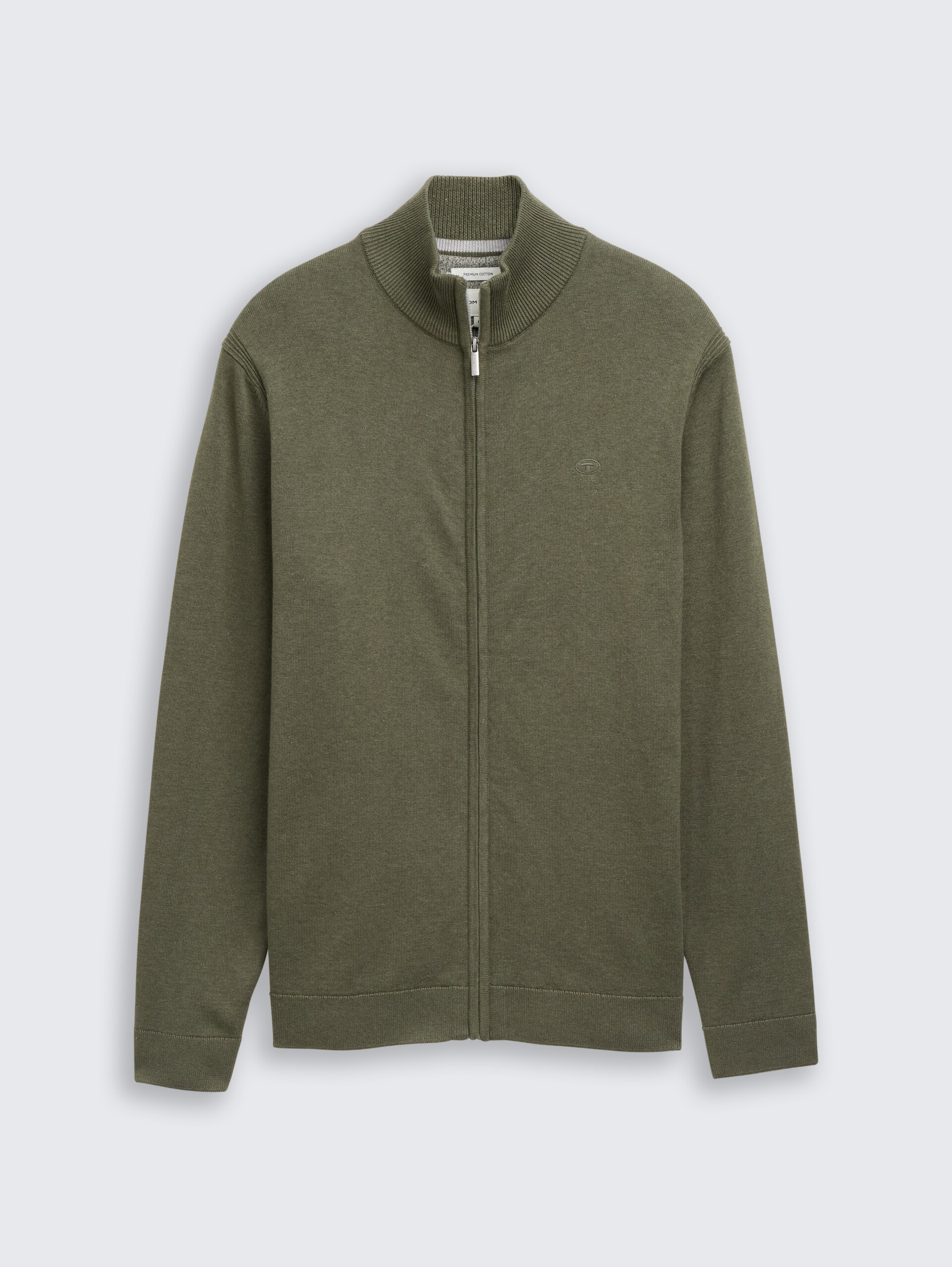 Strickjacke mit Stehkragen - tea leaf melange