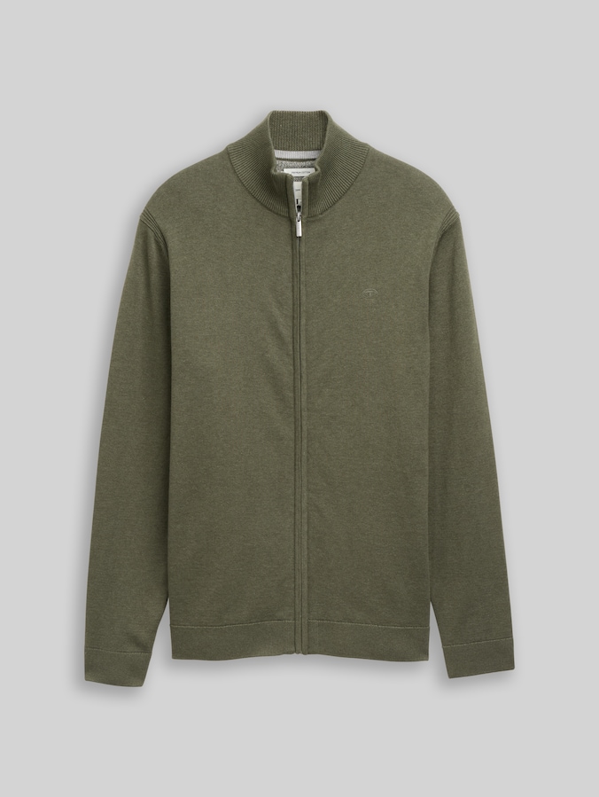 Strickjacke mit Stehkragen von Men, tea leaf melange