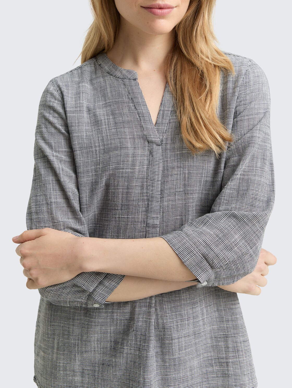 Cotton blouse - midnight navy blue - Detail model view