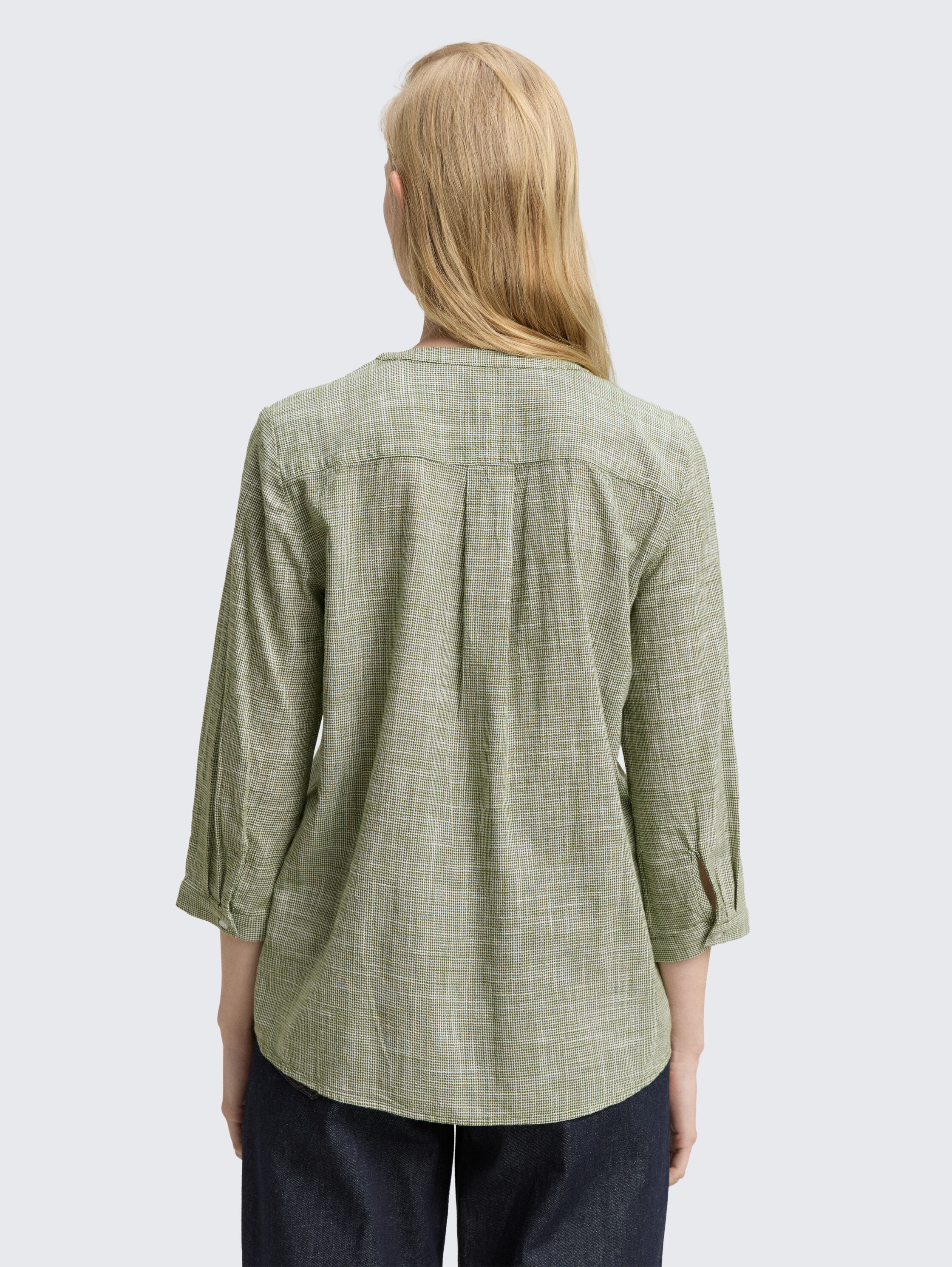 Katoenen blouse - deep ivy green - Neklijn model-achteraanzicht
