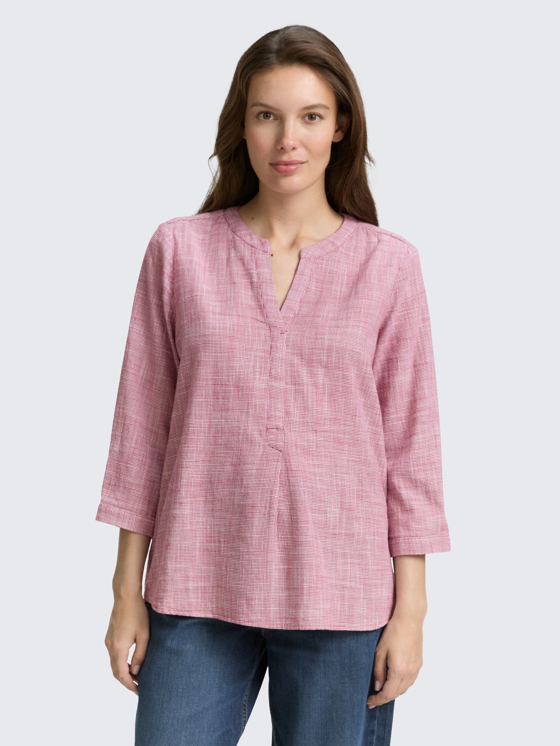 Bluse aus Baumwolle - dark pink - Ausschnitt Model-Vorderansicht