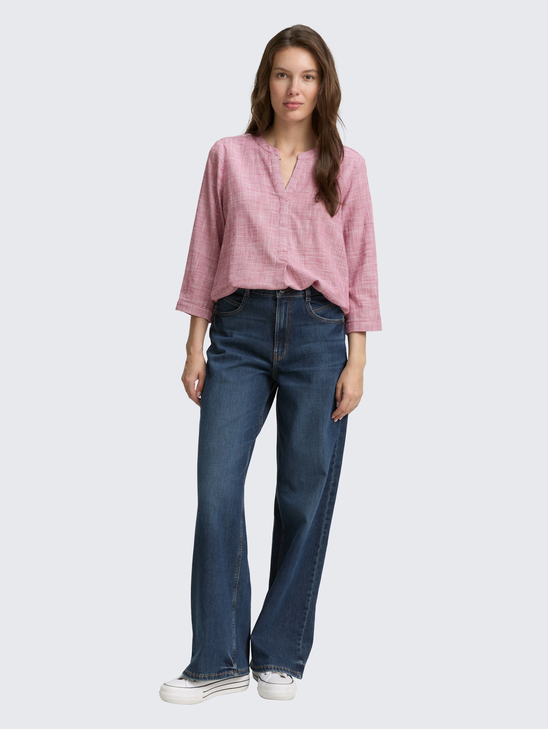 Bluse aus Baumwolle - dark pink - Model-Vorderansicht