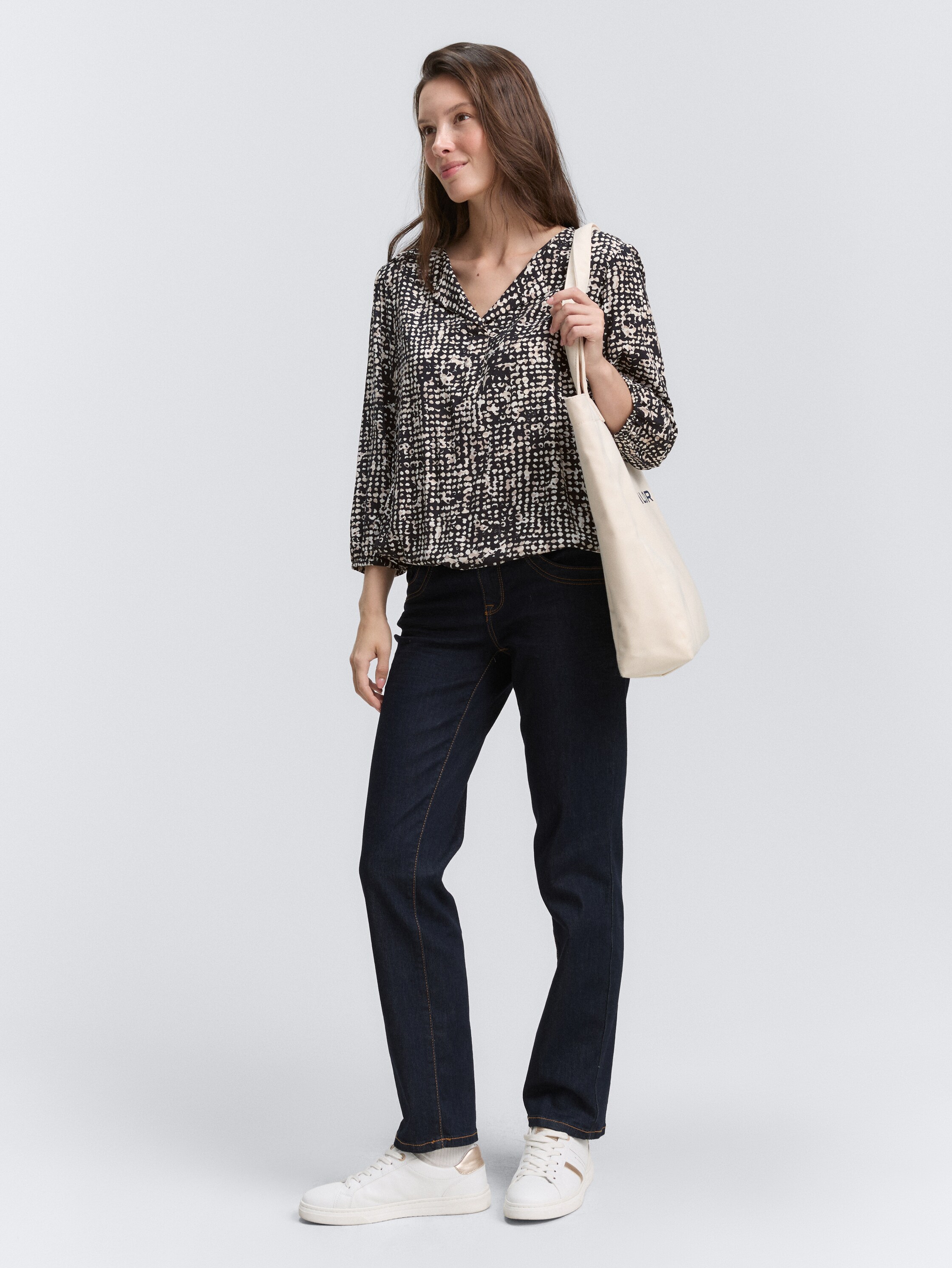 Bluse aus Viskose - navy_abstract_dot_design - 