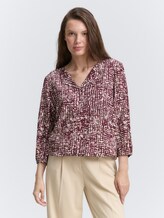 Blouse en viscose - dark red abstract dot design - Découpe Vue de face du modèle
