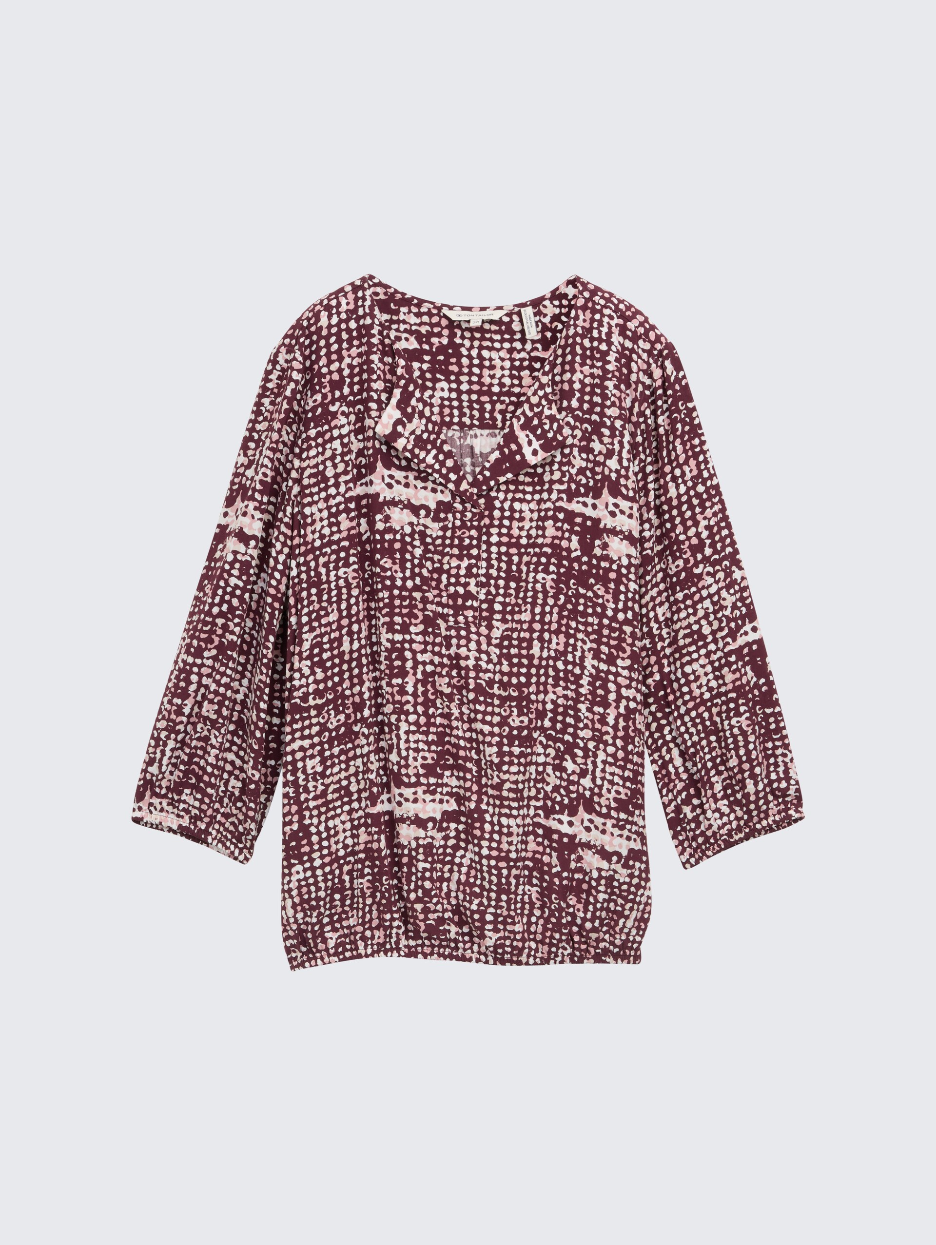Bluse aus Viskose - dark red abstract dot design - Vorder-Produkt-Ansicht