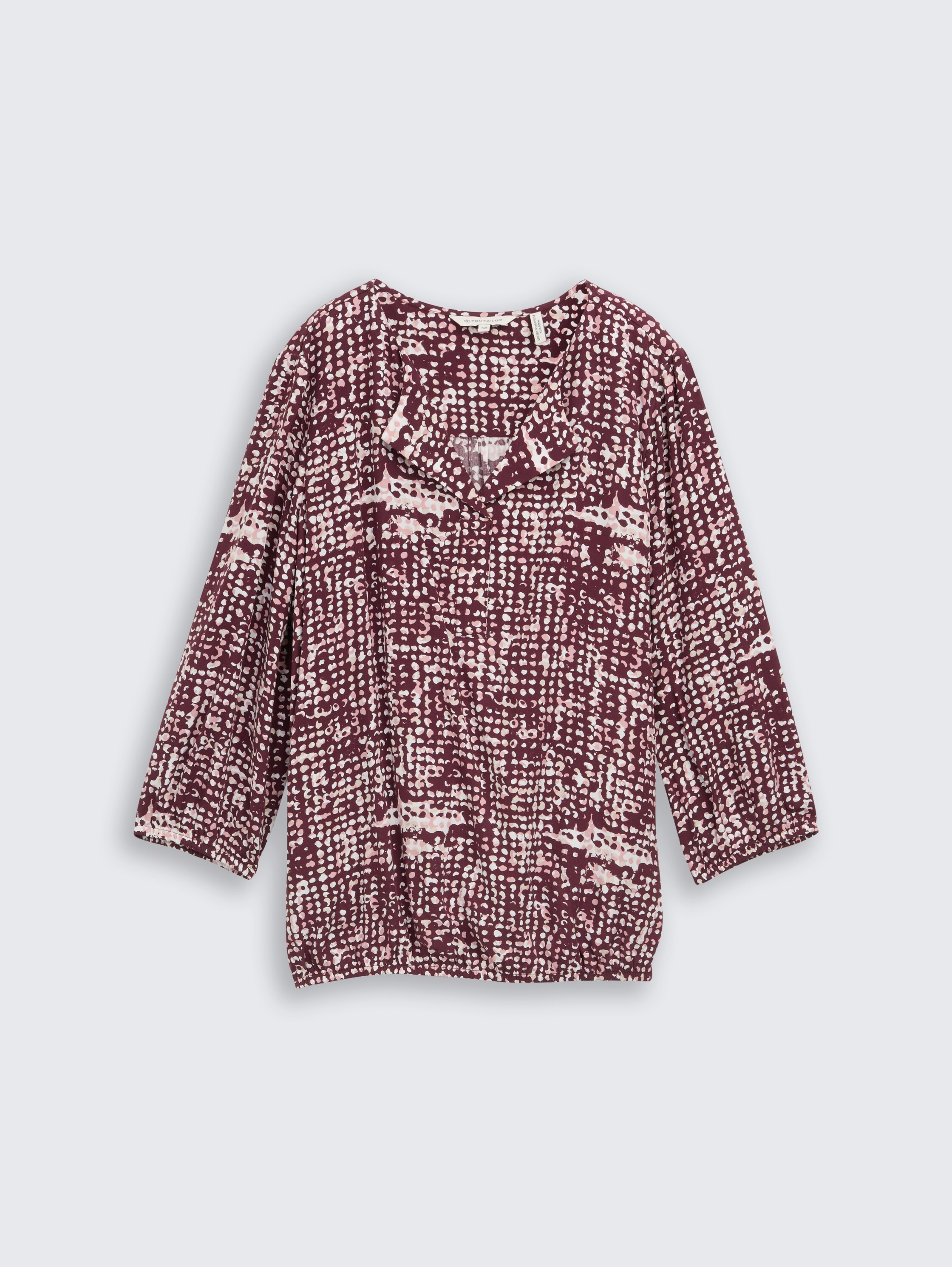 Blouse van viscose - dark red abstract dot design - Product vooraanzicht