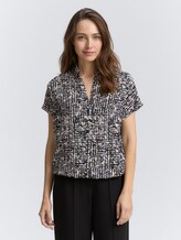Blouse à motifs - navy abstract dot design - Découpe Vue de face du modèle