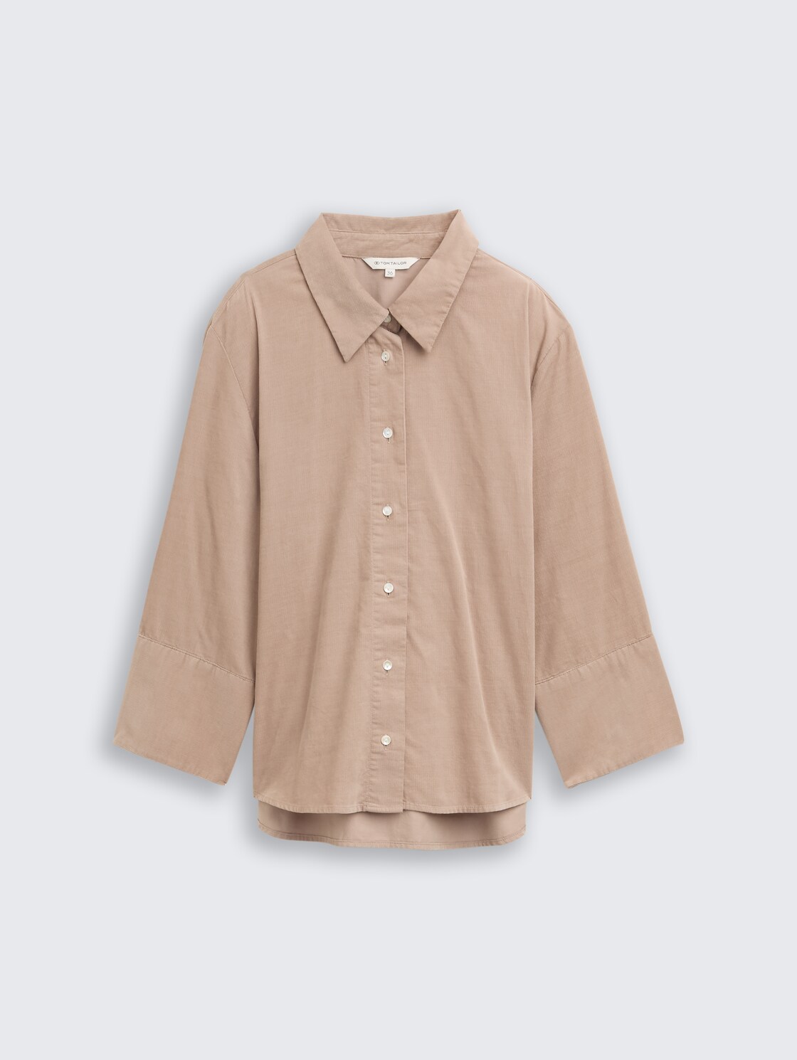 Loose Fit Hemdbluse aus Cord - soft taupe grey - Vorder-Produkt-Ansicht