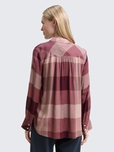 Shirt blouse with checked pattern - berry rose check - Neckline model-back view