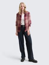 Shirt blouse with checked pattern - berry rose check - Model front view