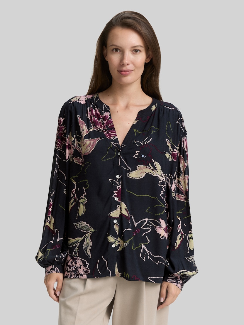 Loose Fit Bluse mit Muster von Women, big flower design