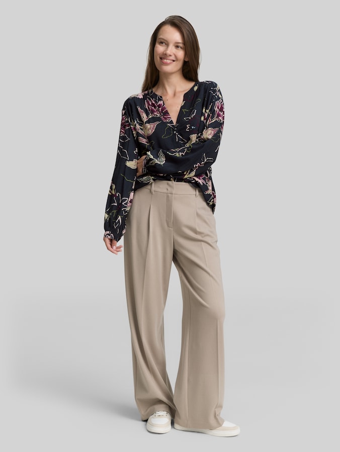Losvallende blouse met patroon door Women, big flower design