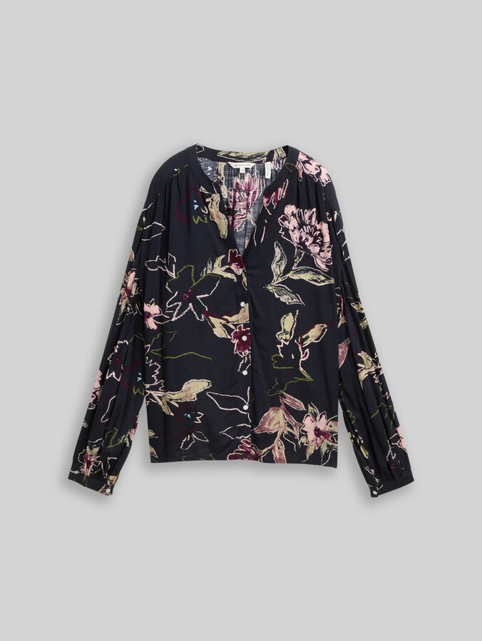 Loose Fit Bluse mit Muster von Women, big flower design
