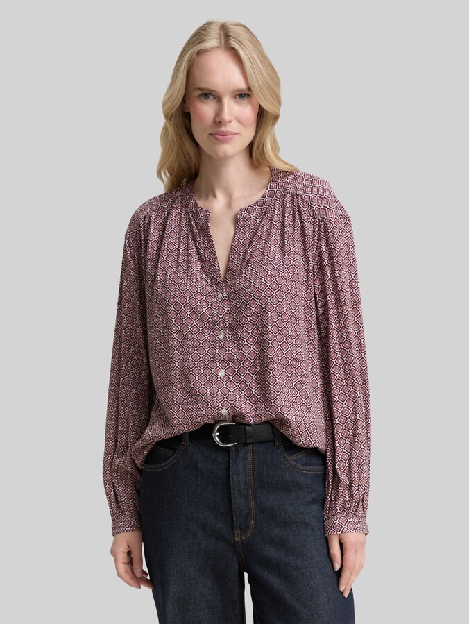 Losvallende blouse met patroon door Women, red geometric minimal design