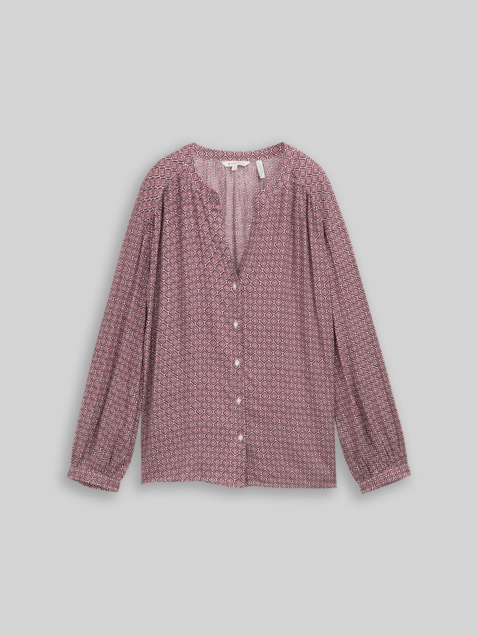 Loose Fit Bluse mit Muster - red geometric minimal design - Vorder-Produkt-Ansicht