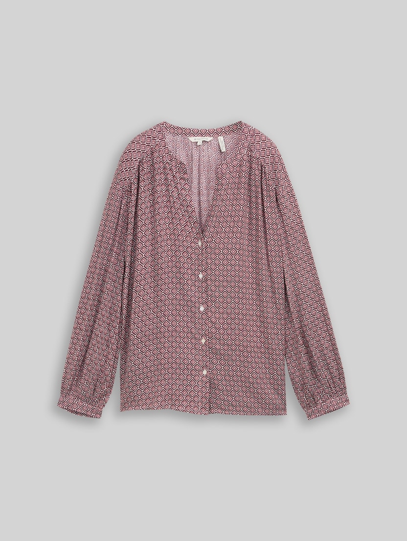 Loose fit blouse with pattern by Women, red geometric minimal design