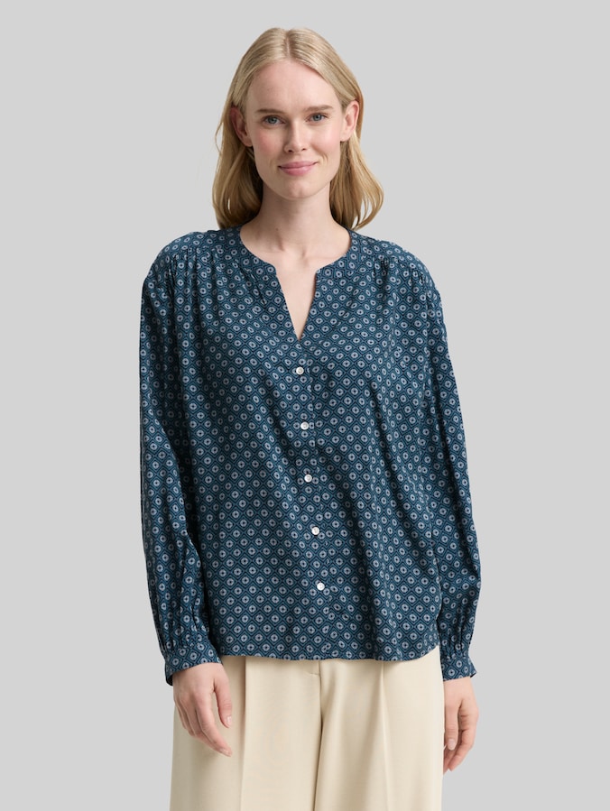 Losvallende blouse met patroon door Women, teal geometric minimal design