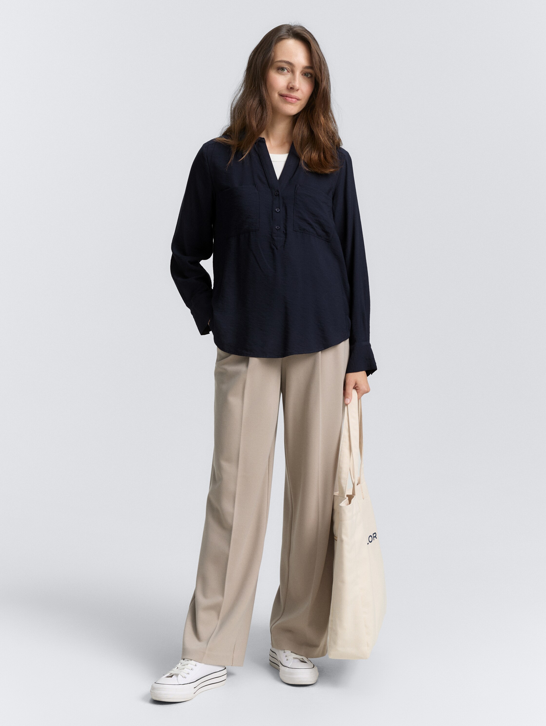 Crinkle Bluse mit Brusttaschen - lunar_eclipse - 