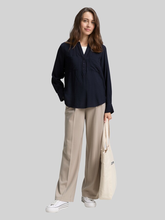 Gekreukte blouse met borstzakken door Women, Lunar Eclipse