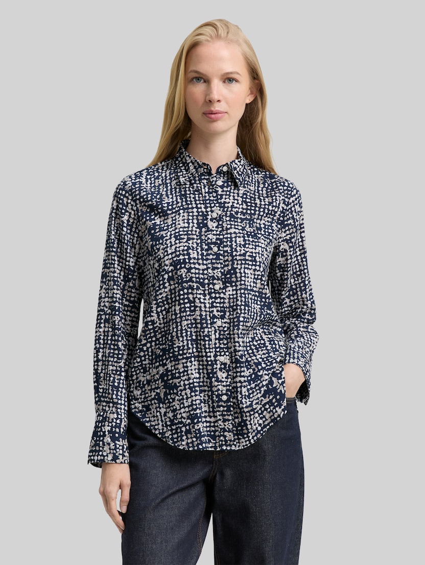 Hemdbluse mit Muster von Women, navy abstract dot design