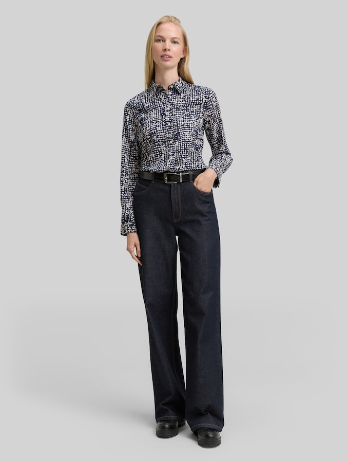 Chemisier à motifs par Women, navy abstract dot design