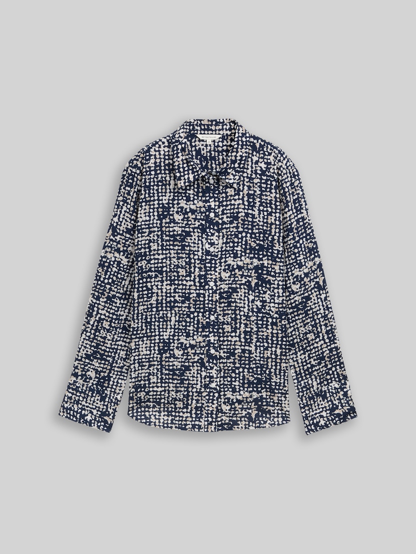 Shirt blouse with pattern by Women, navy abstract dot design
