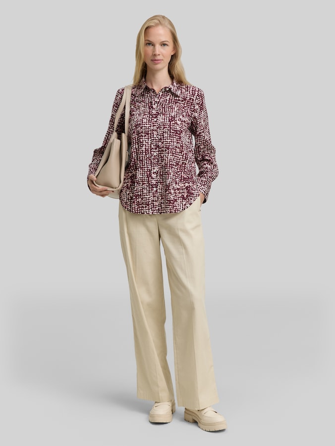 Chemisier à motifs par Women, dark red abstract dot design
