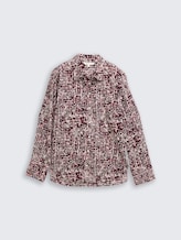 Shirt blouse with pattern - dark red abstract dot design - Front product view