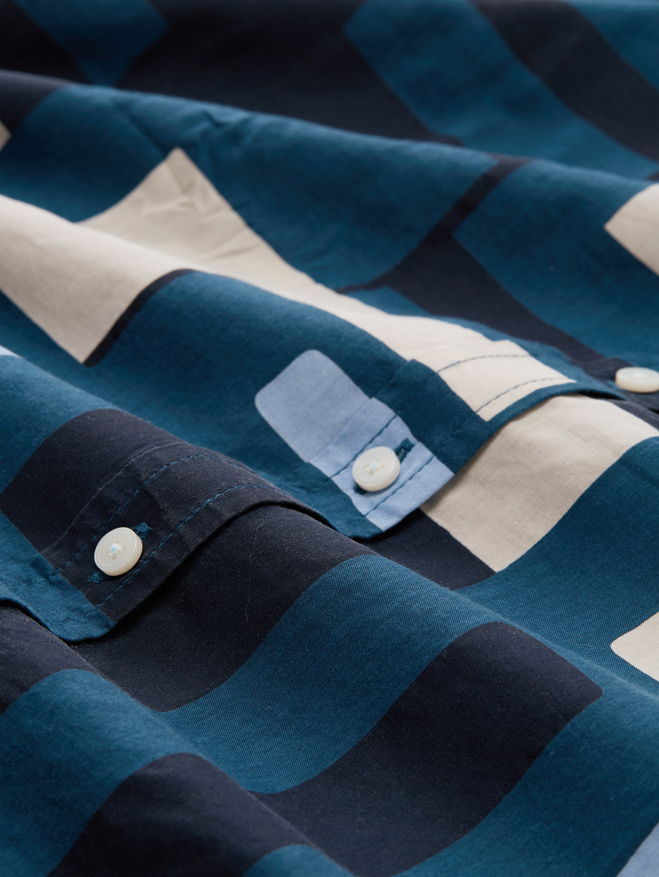 Overhemdblouse met patroon - teal_geometric_design - 