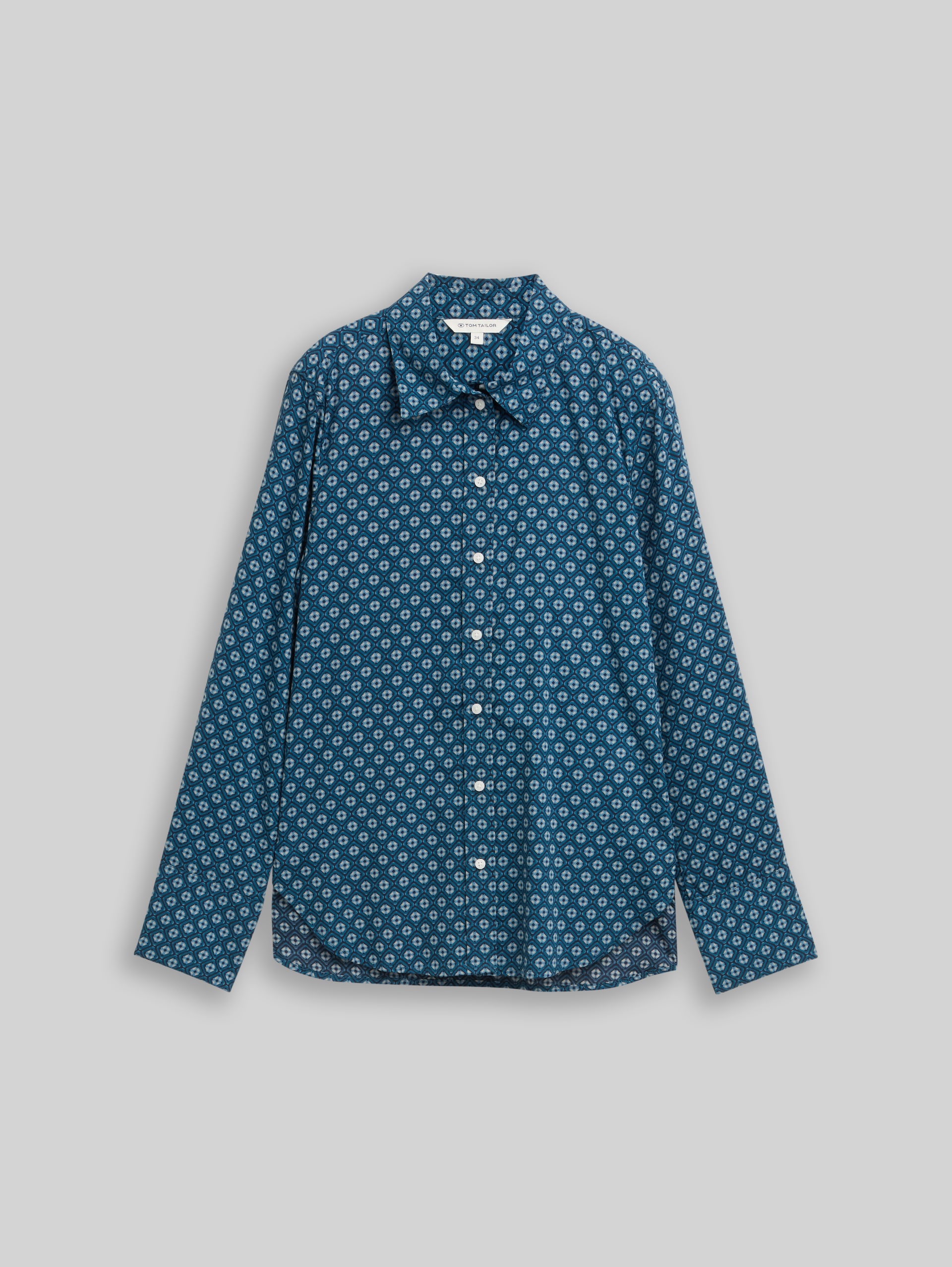 Hemdbluse mit Muster - teal geometric minimal design - Vorder-Produkt-Ansicht