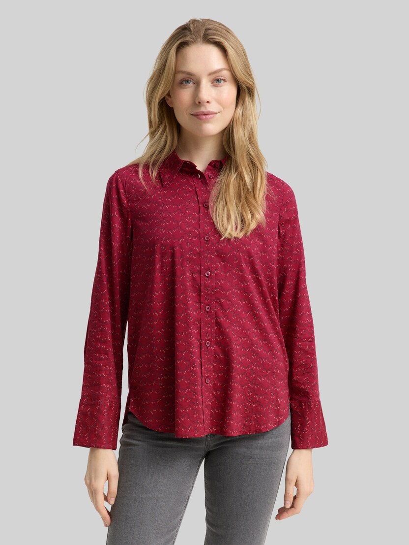 Shirt blouse with pattern by Women, small red wave print