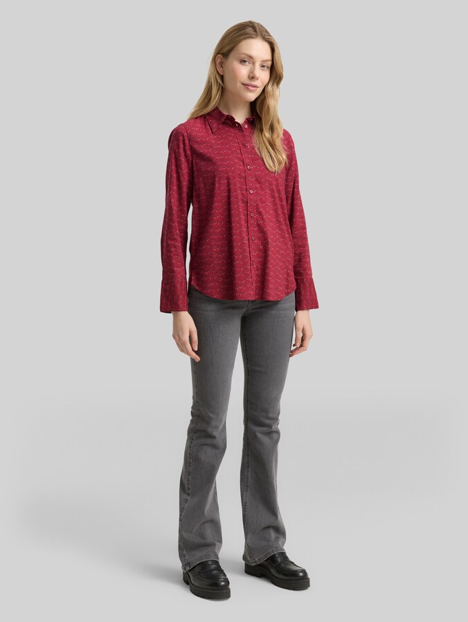 Overhemdblouse met patroon door Women, small red wave print