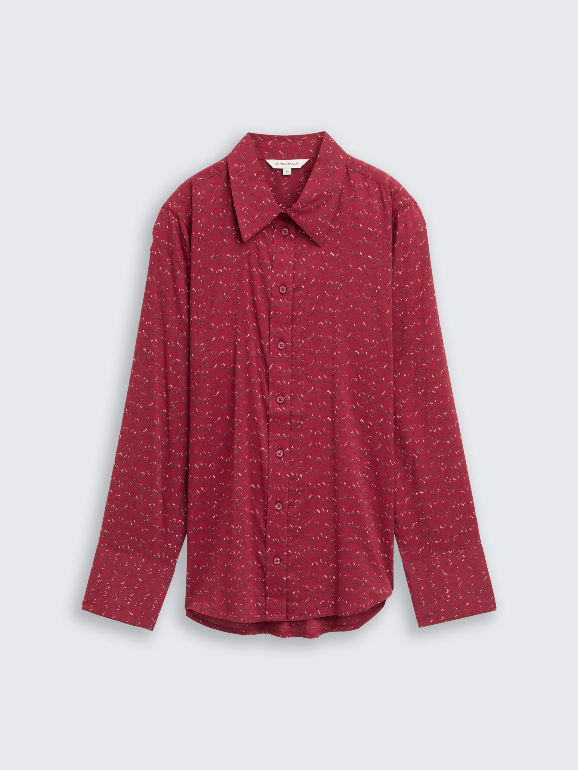 Hemdbluse mit Muster - small red wave print - Vorder-Produkt-Ansicht