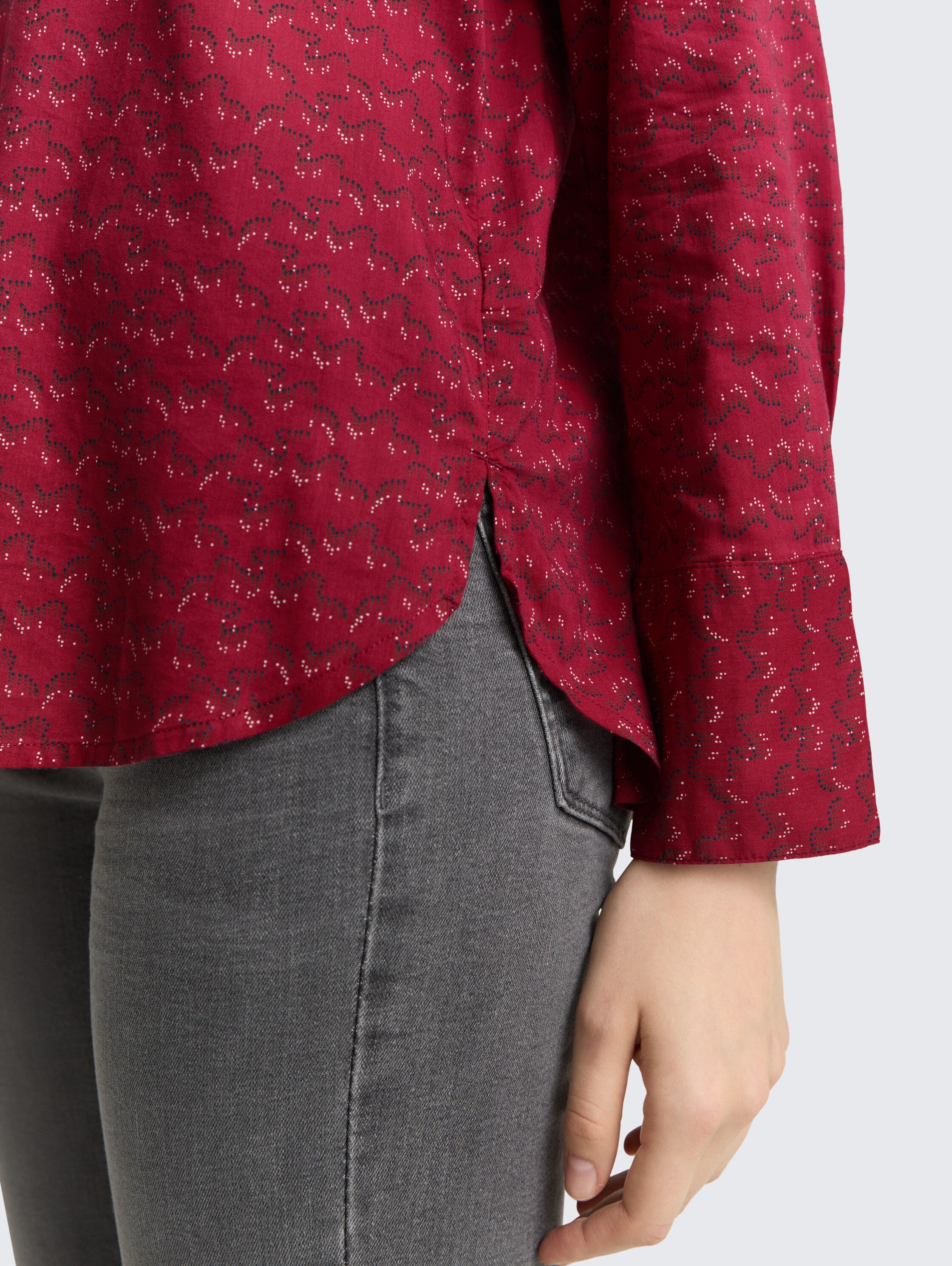 Patterned shirt blouse - small_red_wave_print - 