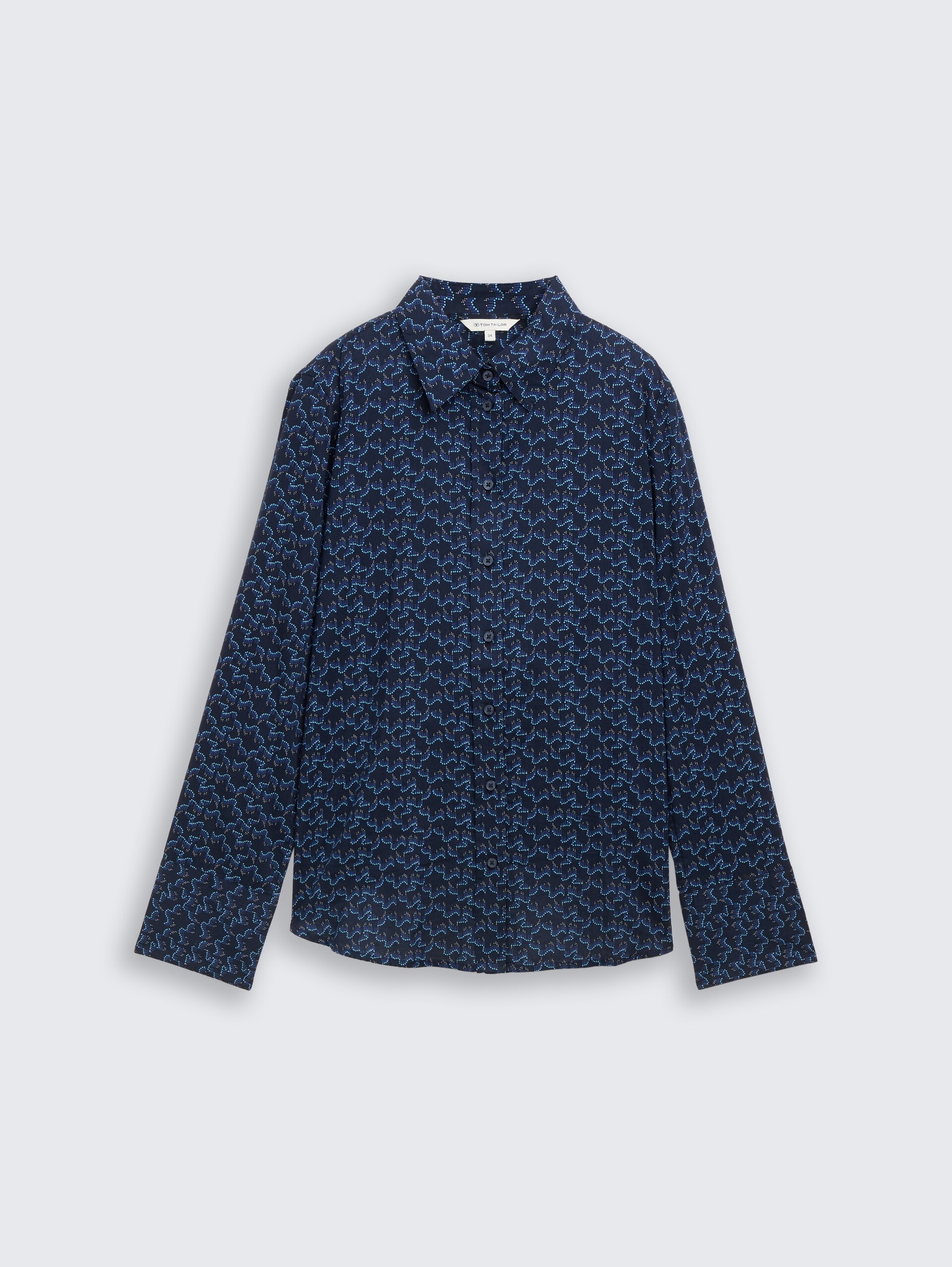 Hemdbluse mit Muster - small blue wave print - Vorder-Produkt-Ansicht