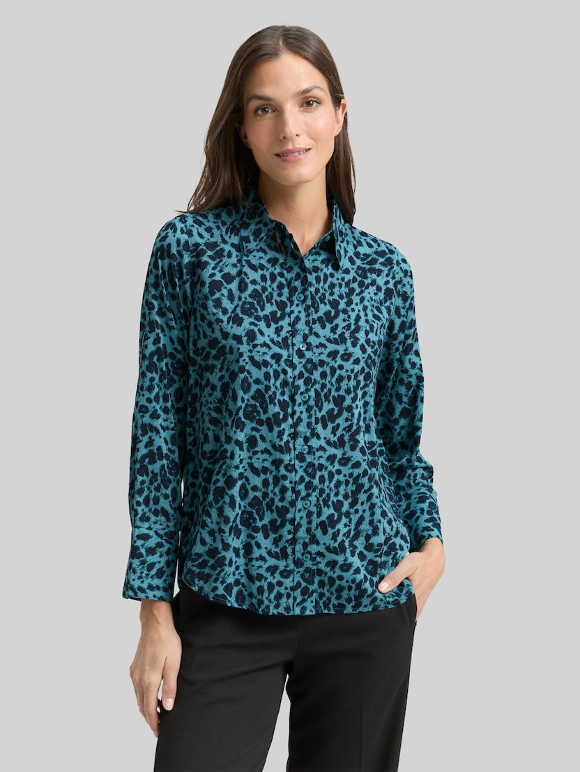 Hemdbluse mit Muster von Women, blue black small leo print