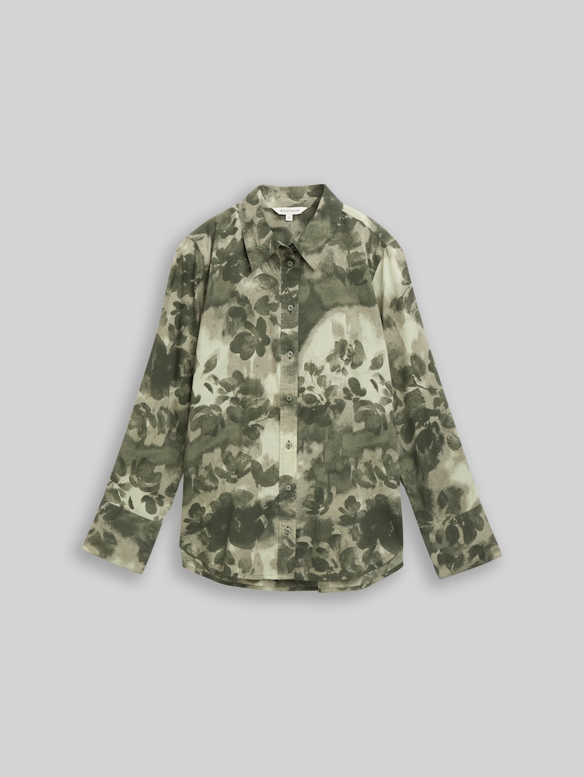 Hemdbluse mit Muster von Women, green brushed flower design