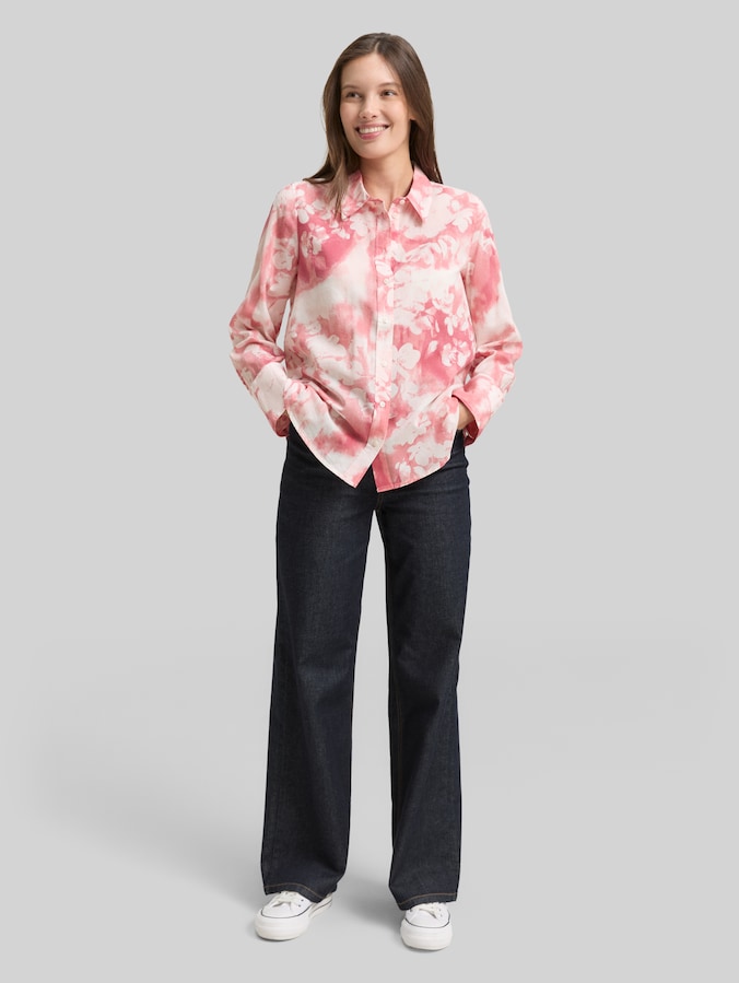 Overhemdblouse met patroon door Women, red brushed flower design