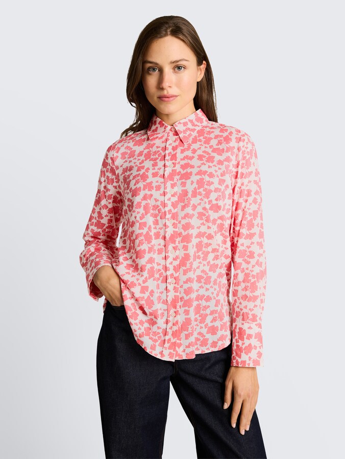 Overhemdblouse met patroon door Women, coral pink ginkgo minimal