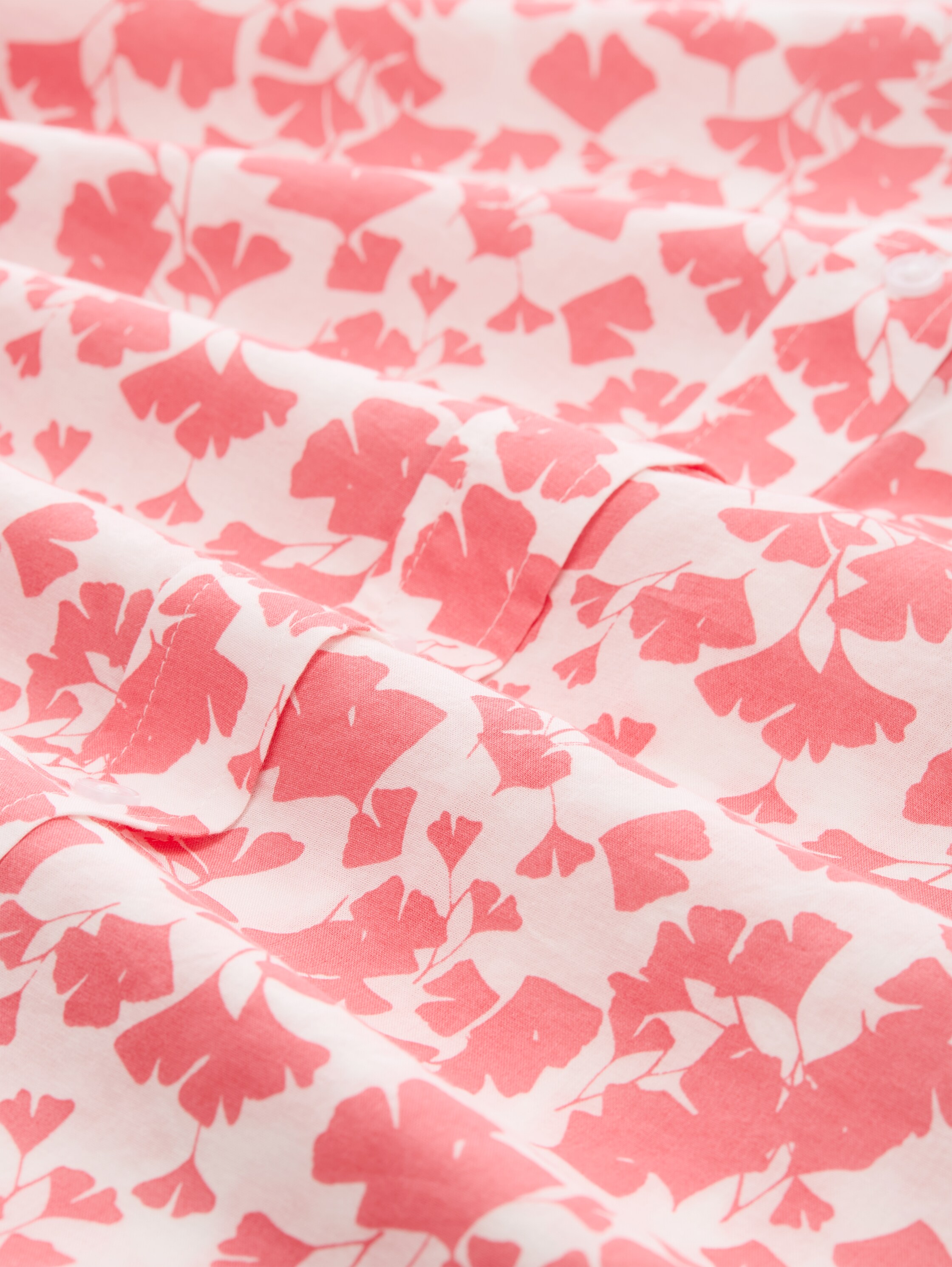 Overhemdblouse met patroon - coral pink ginkgo minimal - Materiaalweergave
