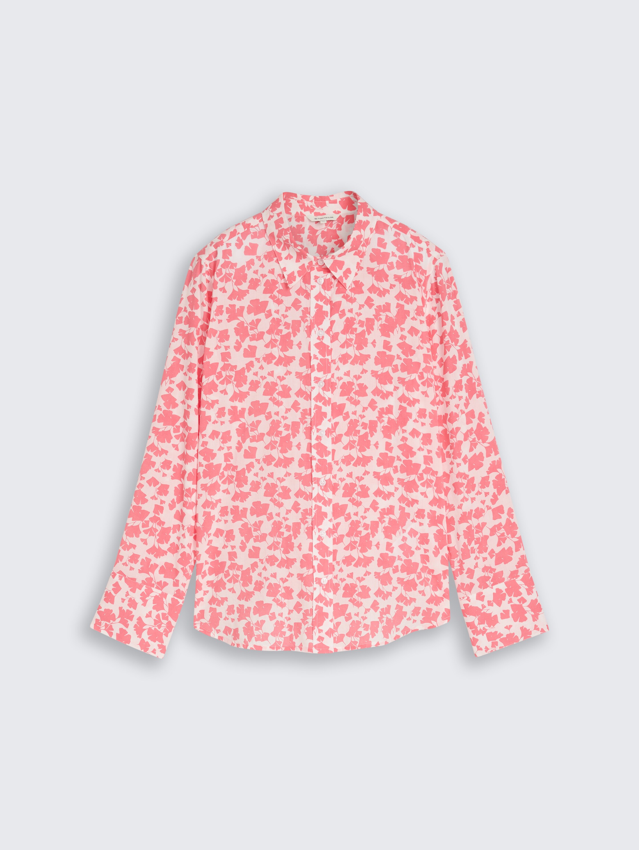 Overhemdblouse met patroon - coral pink ginkgo minimal - Product vooraanzicht