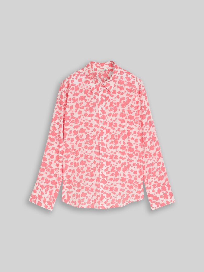 Hemdbluse mit Muster von Women, coral pink ginkgo minimal