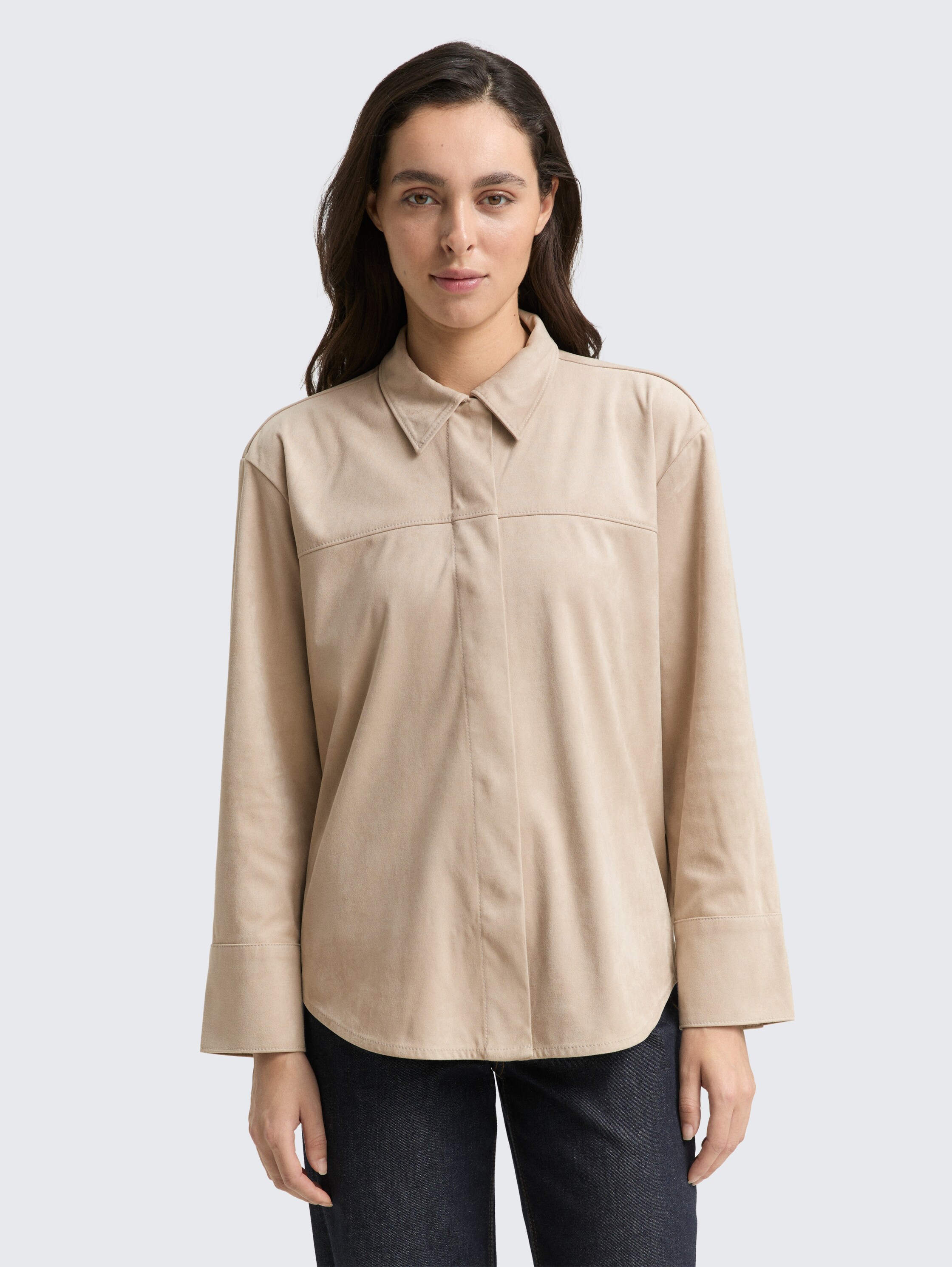 Overhemd in suèdelook - soft_taupe_grey - 
