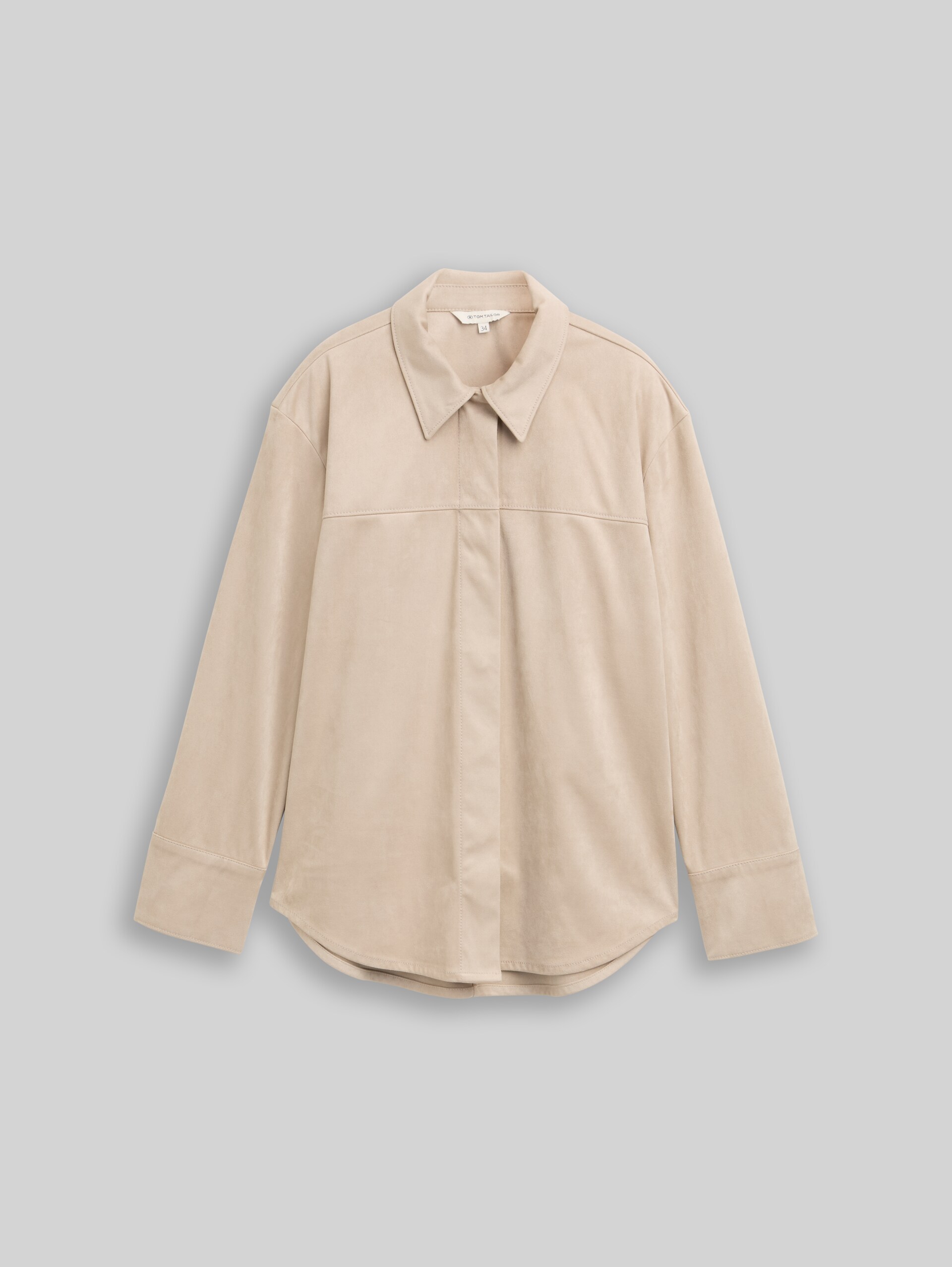 Overshirt in suede look - soft taupe grey - Front product view