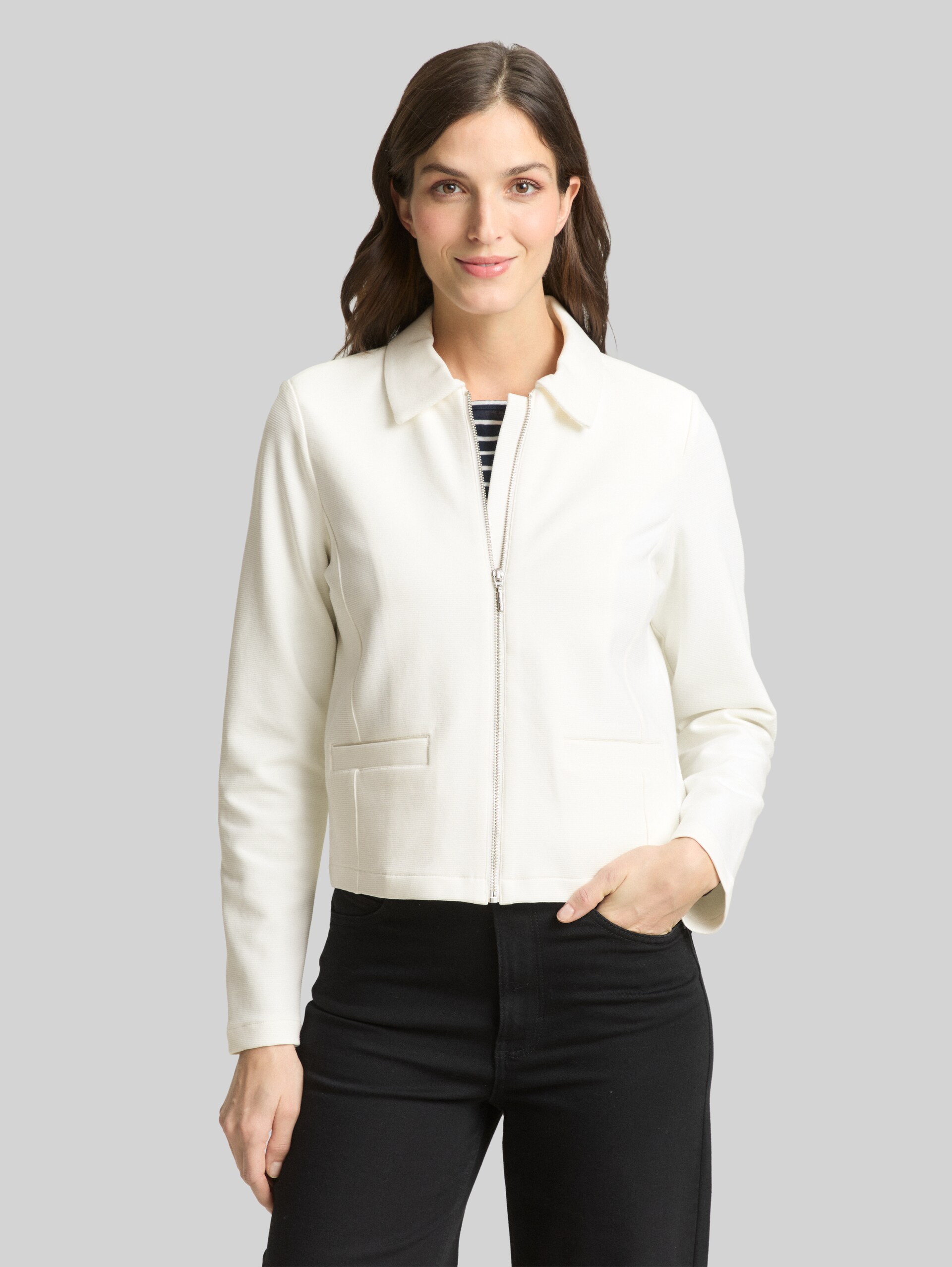 Regular-fit jacket with zip - Whisper White