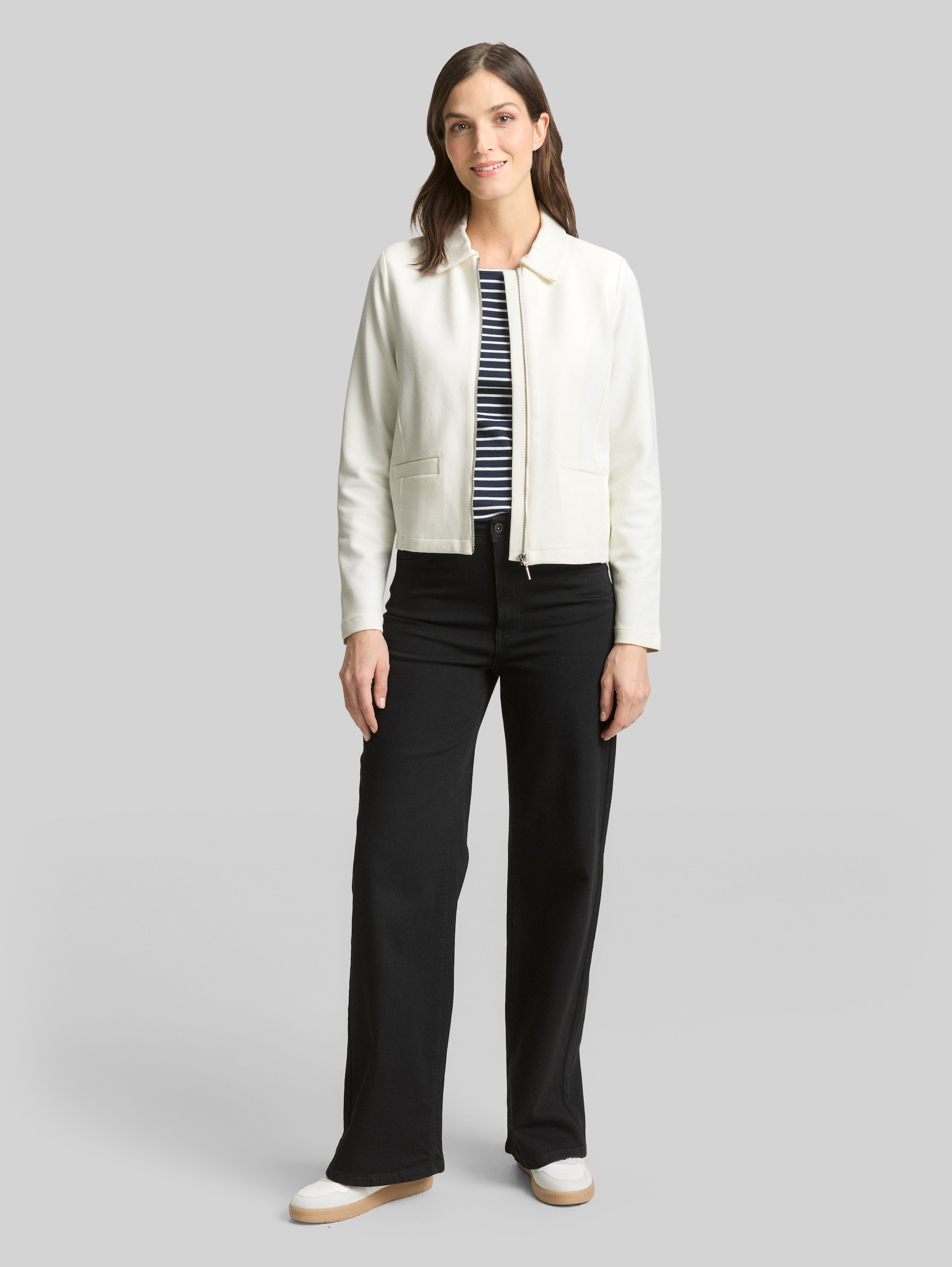 Regular-fit jacket with zip - Whisper White
