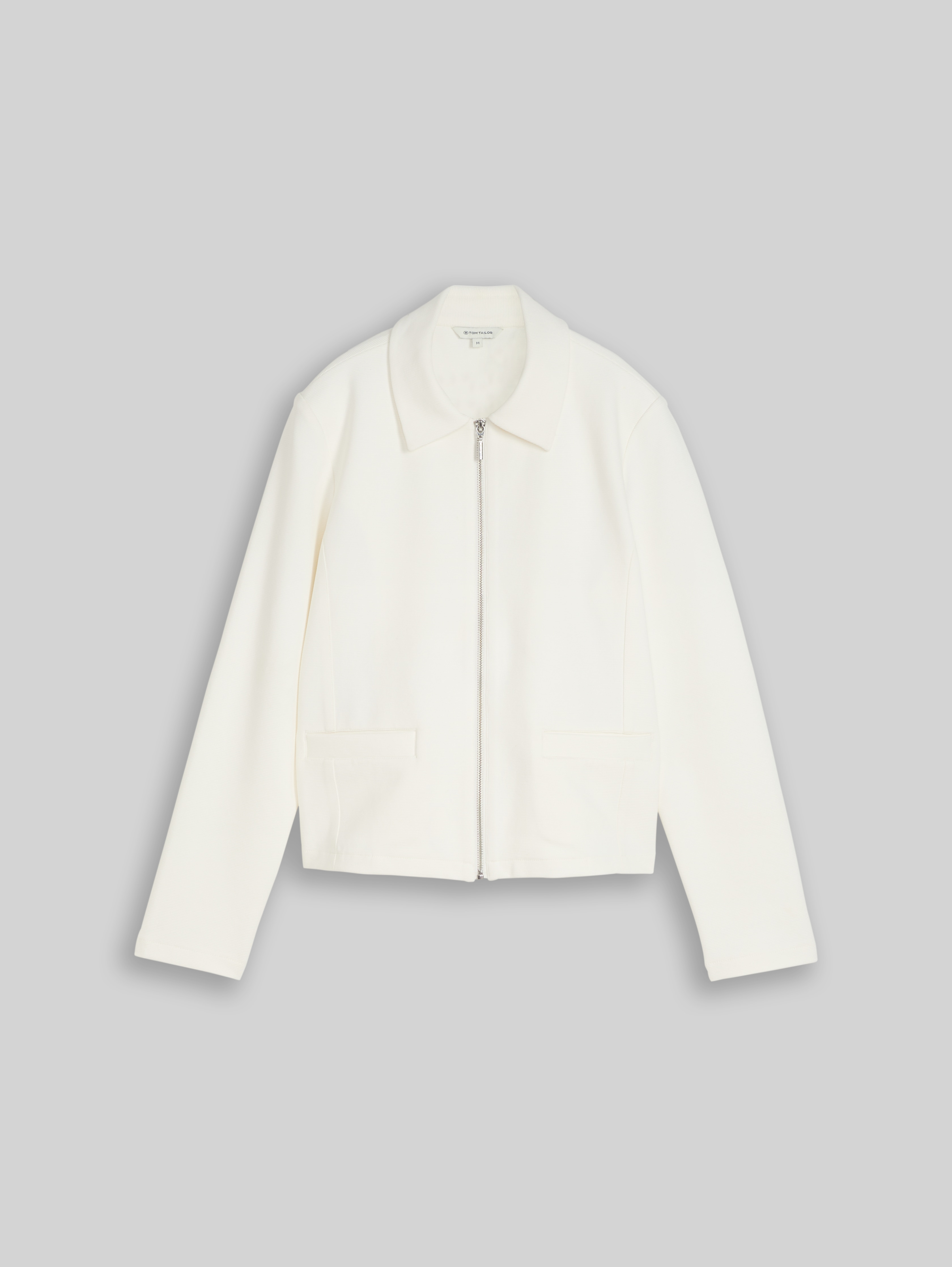 Regular-fit jacket with zip in white by Tom Tailor